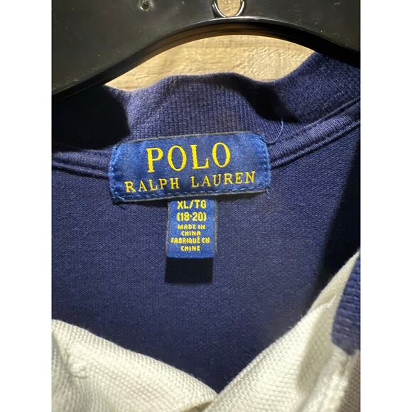 Polo Ralph Lauren Classic Fit Big Pony Polo Shirt-White & Navy Blue-XL - Picture 6 of 9